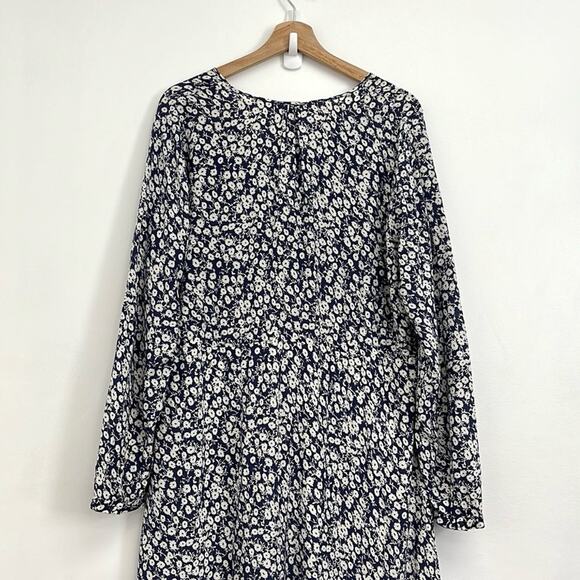 Rails Jade Navy Camellia Floral Feminine V-Neck Tie Waist High-Low Midi Dress XL - Picture 5 of 16